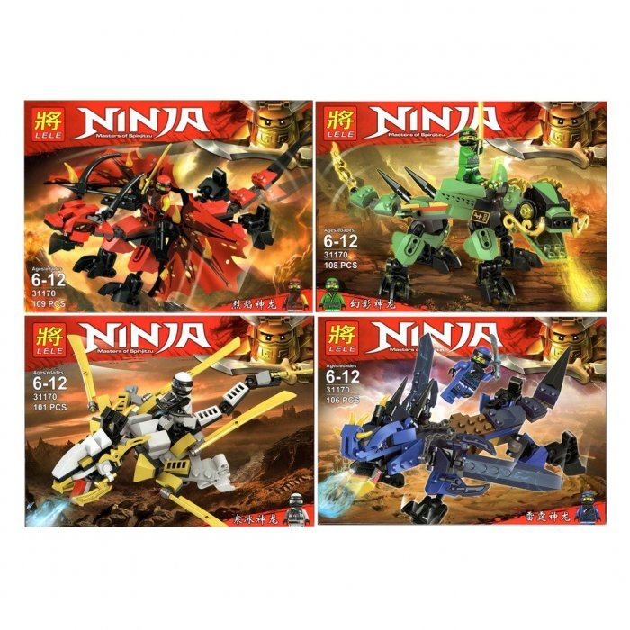 Суперпак конструкторов Ll «Ниндзя и механические драконы» 31170 (НиндзяГо), 4 вида