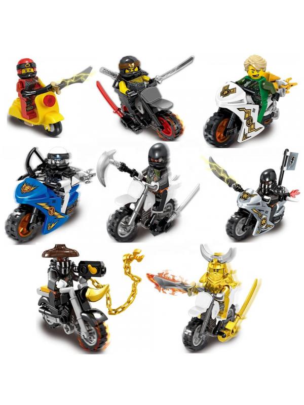 Минифигурки «Ниндзя на мотоциклах с оружием» 31155 (Совместимый с ЛЕГО), 8 видов