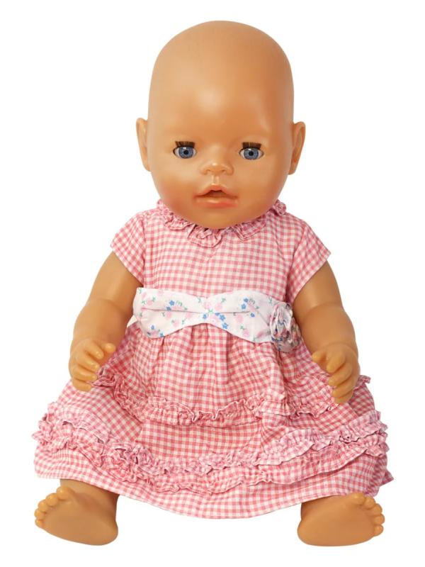 Одежда для куклы, платье в клеточку с оборочками 38-42 см Baby Toby / T8146