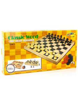 Набор деревянный 3 в 1 «Шахматы, нарды, шашки» 52х27 см.