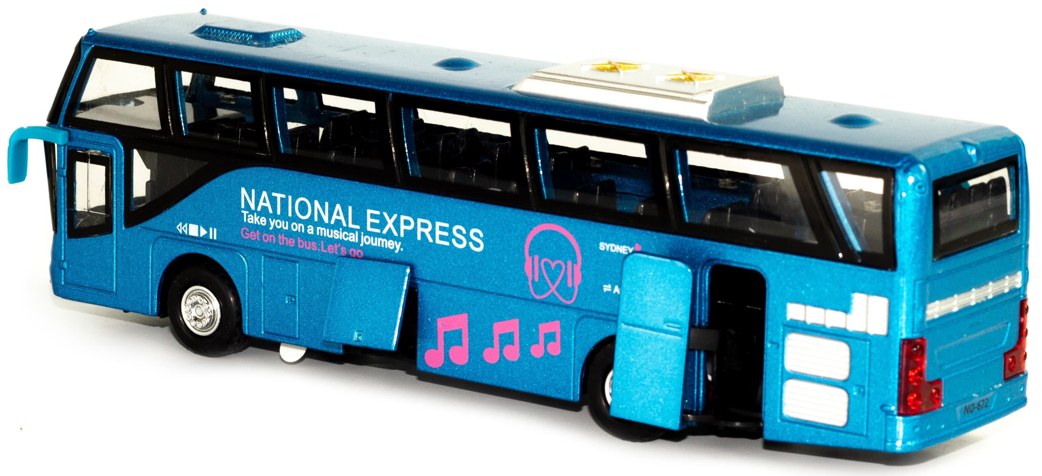 Металлический автобус Wanbao «National Express» 19.5 см. 672D, инерционный, свет, звук / Микс