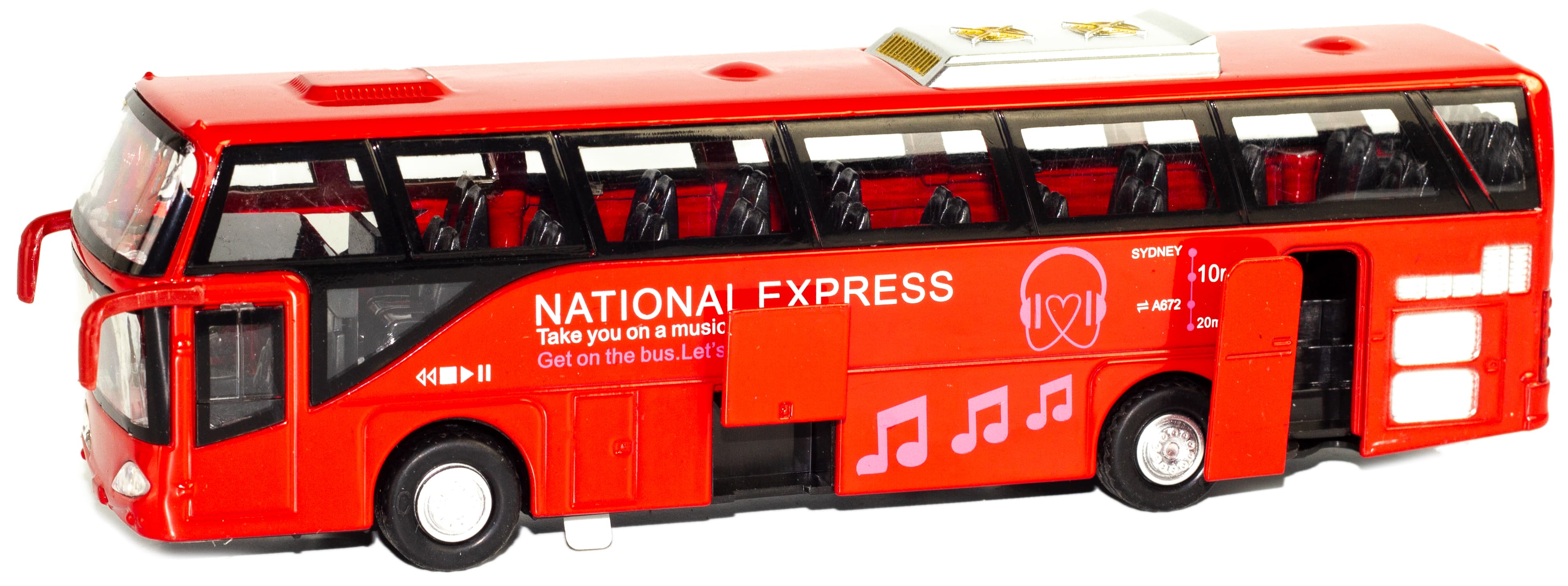 Металлический автобус Wanbao «National Express» 19.5 см. 672D, инерционный, свет, звук / Микс