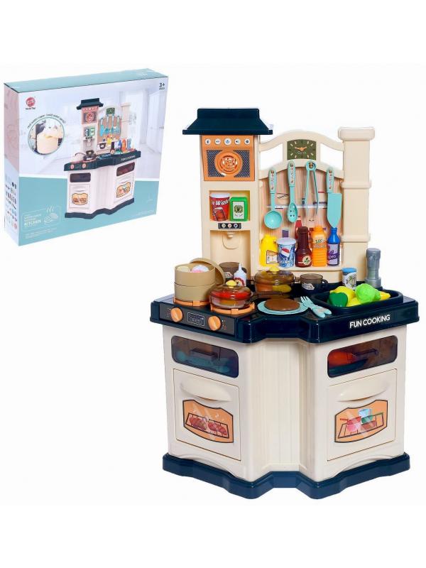 Детская игровая кухня Fun cooking «Шеф-повар» 848-A, 44 аксессуара, высота 77 см.  свет, звук, бежит вода из крана / Зеленая