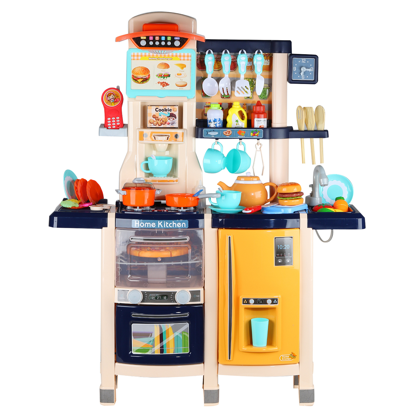 Игровой набор Home Kitchen Кухня с водой, 65 аксессуаров, высота 100 см MJL-87 / Голубой