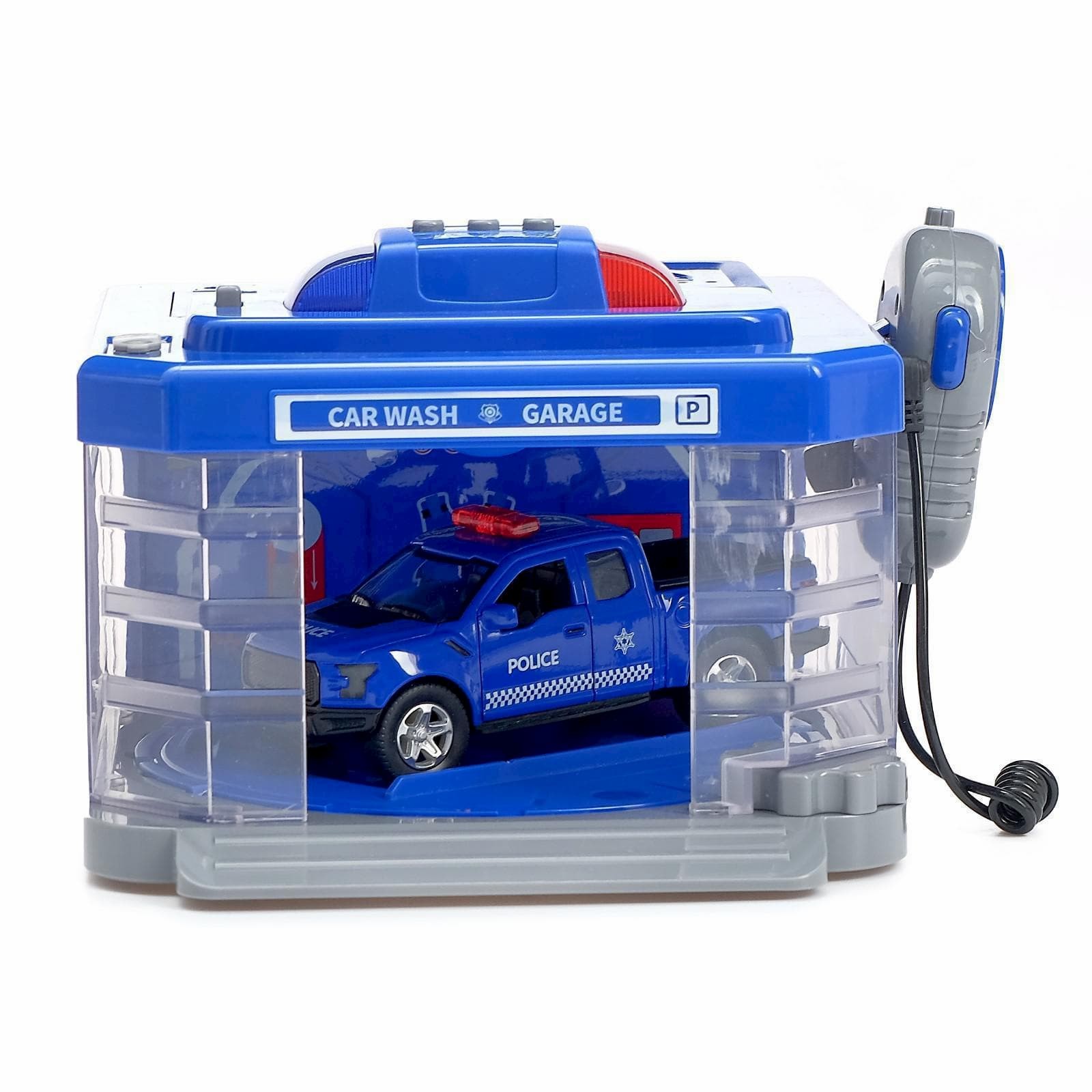 Парковка-Автомойка «Полицейский гараж» CLM-888 с машинкой и рацией, световые и звуковые эффекты