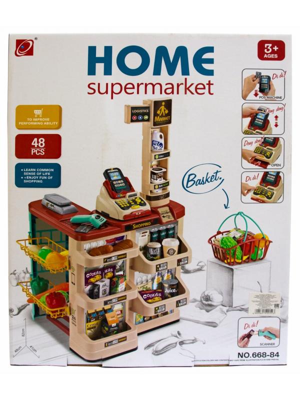 Детский игровой магазин «Home Supermarket» 668-84, высота 82, с корзиной / 48 аксессуаров