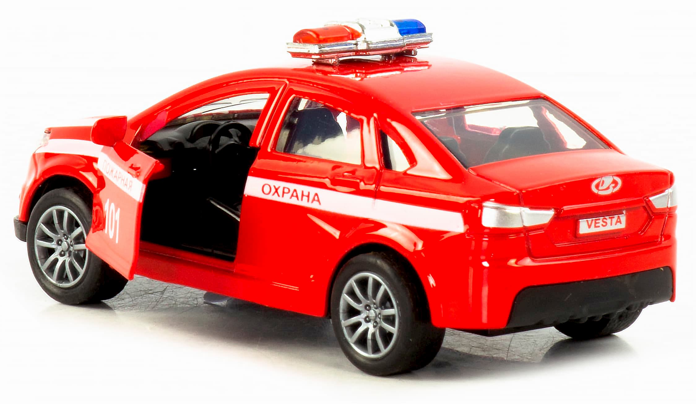 Металлическая машинка 1:43 «Vesta: Полиция / Пожарная» 12 см. 837-B3B инерционная, двери, свет, звук / Микс