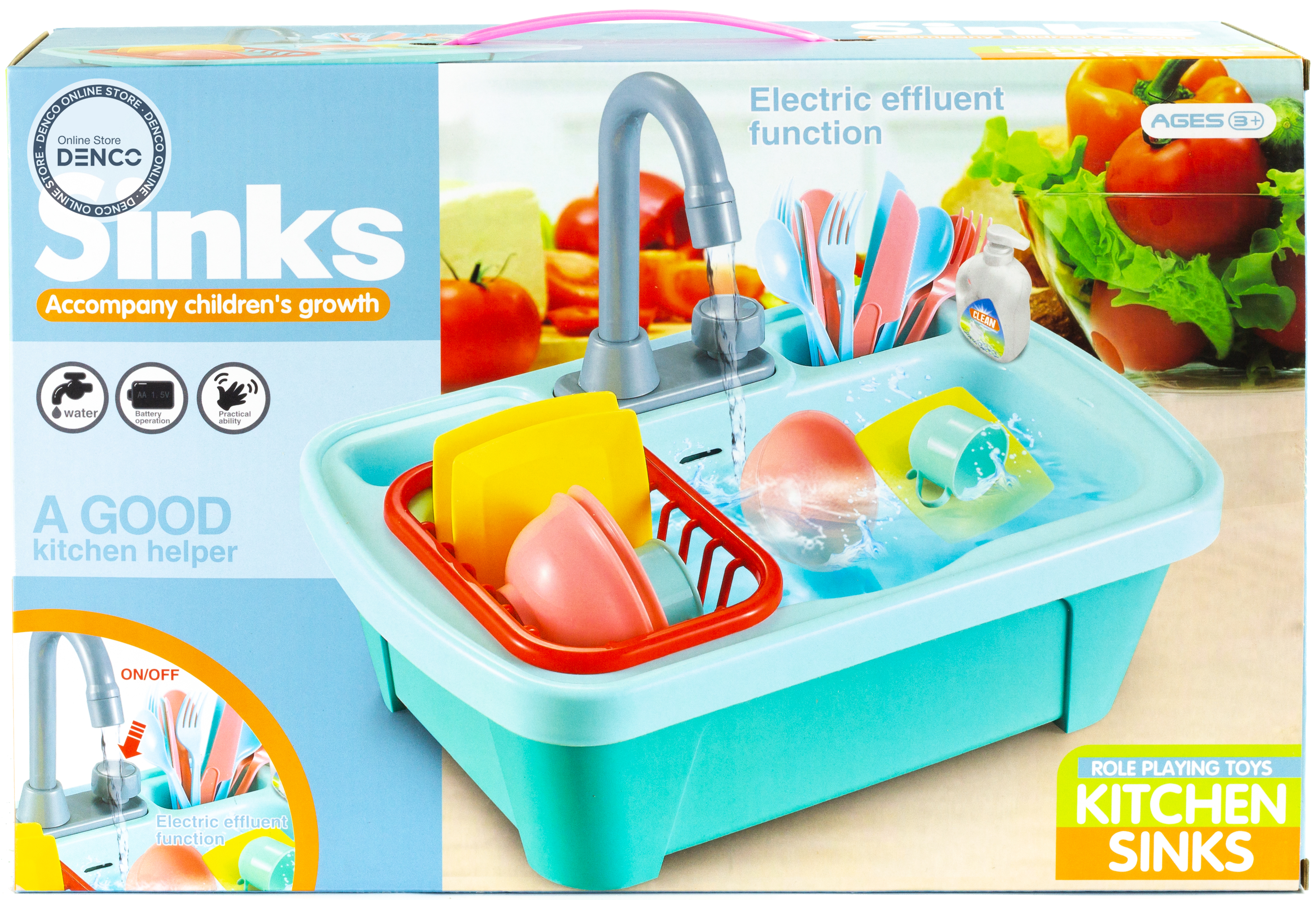 Детская кухонная мойка Sinks, игровой набор, высота 26 см