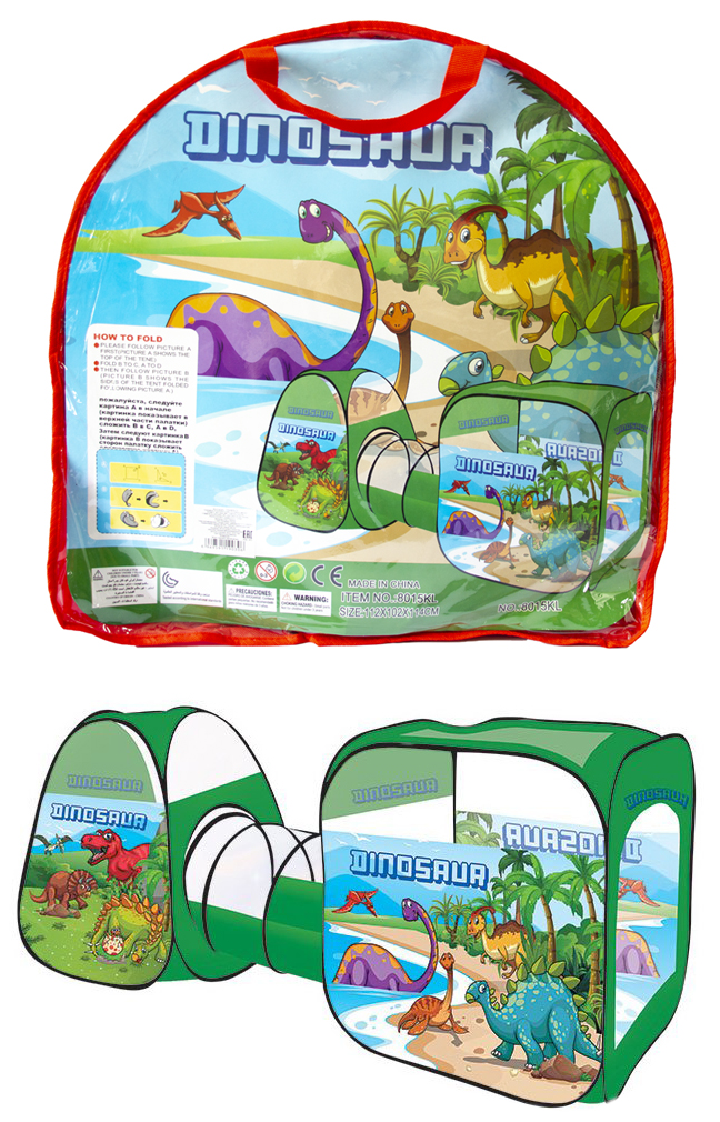 Детская палатка с тоннелем «Динозавры» 8015KL / 270х92х92 см