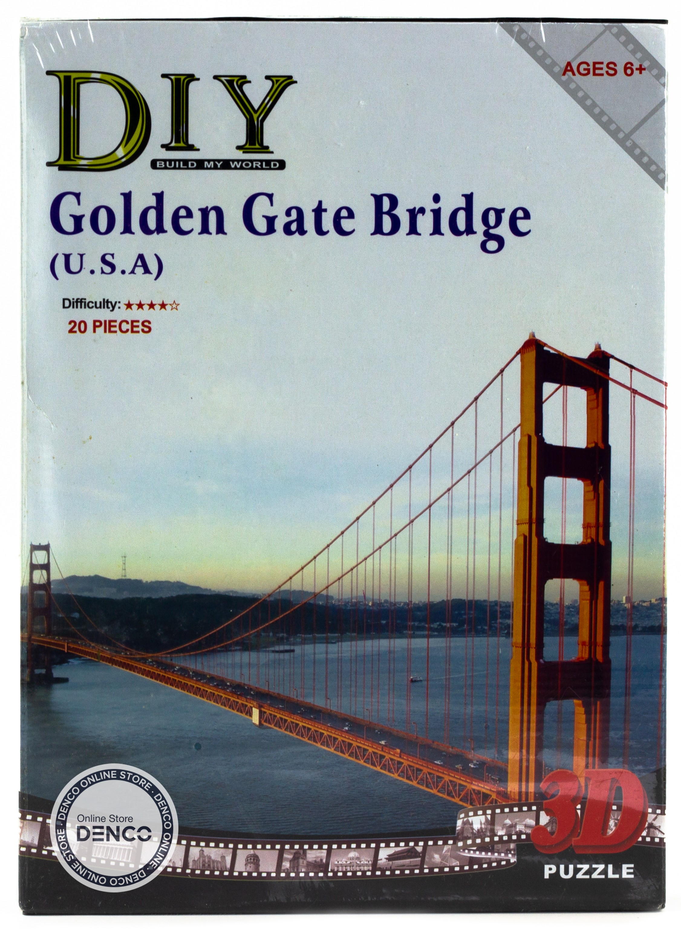 Конструктор 3D-пазл для моделирования «Мост Золотые ворота» 2801 / 20 деталей