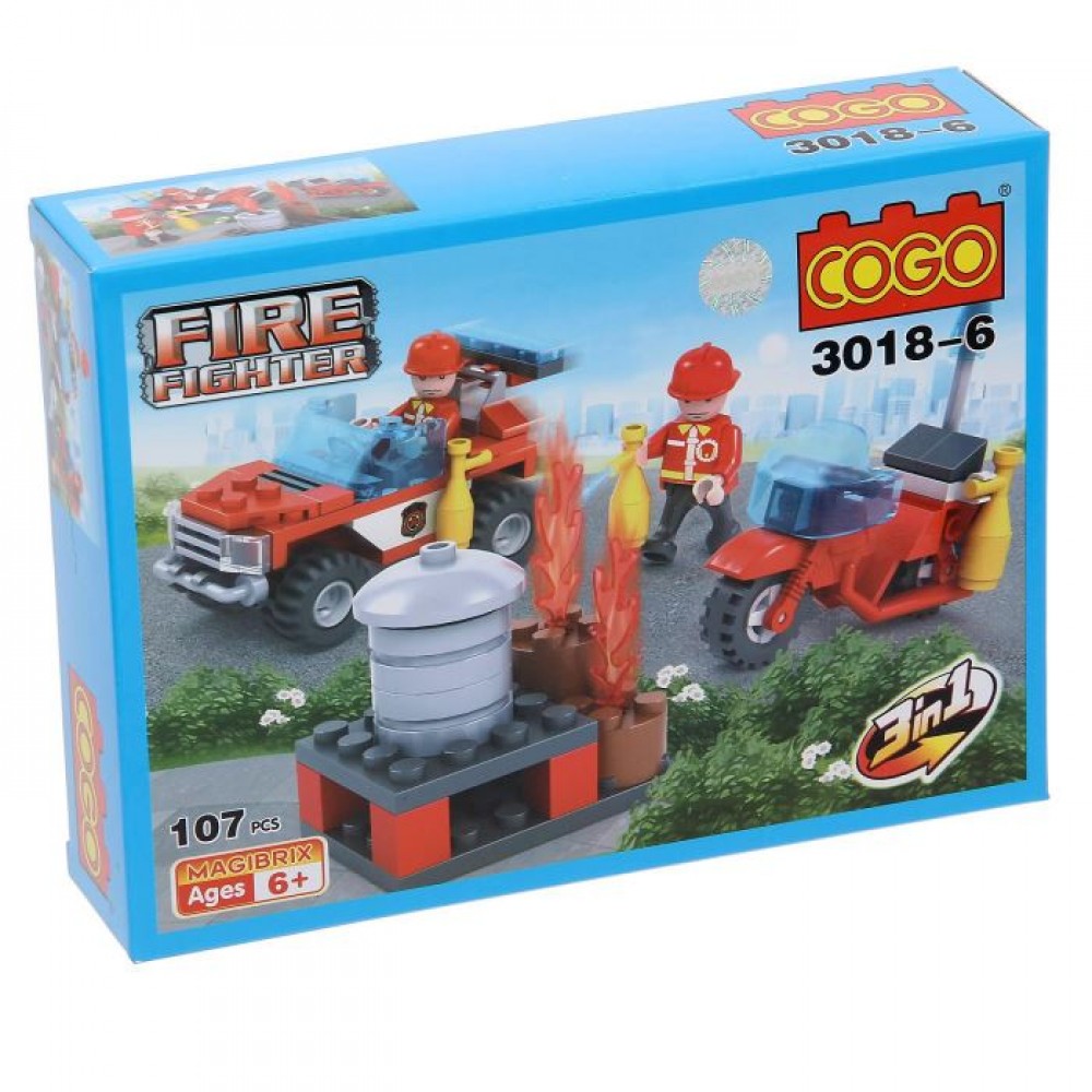 Конструктор COGO 8 в 1 «Пожарная коллекция» 3018-18 (City) комплект 8 шт.
