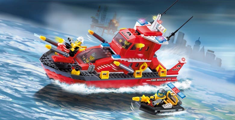 Конструктор Enlighten «Пожарный катер» 906 Fire Rescue / 340 деталей