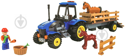 Конструктор JILEBAO Happy Farm «Трактор для перевозки лошадей» 6007 / 194 детали