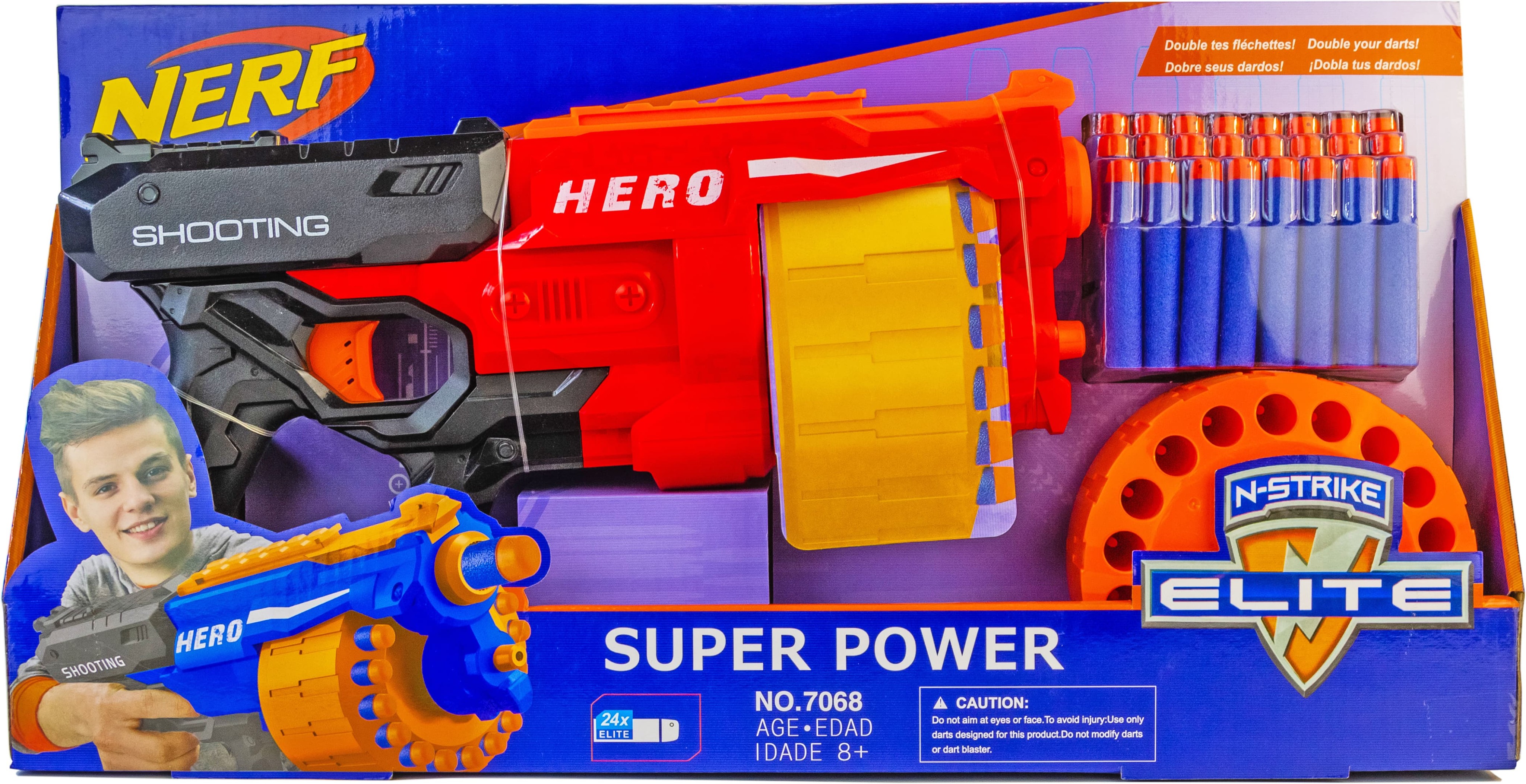 Бластер Нёрф Super Power с барабаном и мягкими пулями 50х8.5х32см