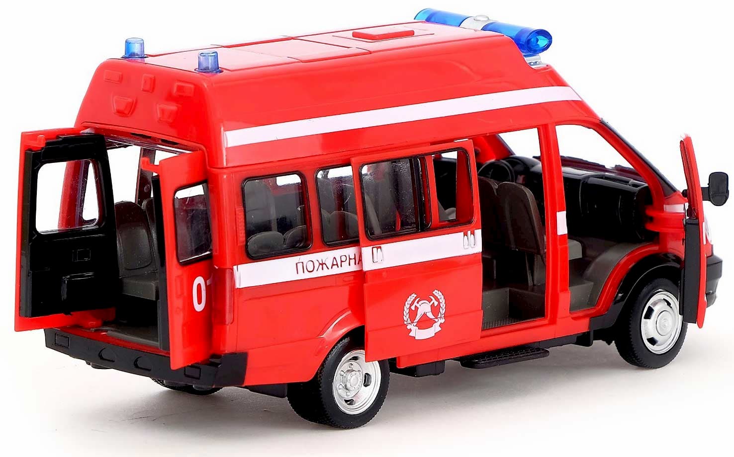 Инерционная машинка Play Smart 1:29 «GAZ-27057 Автобус Пожарной службы» 19 см. 9707-A, Микроавтобус