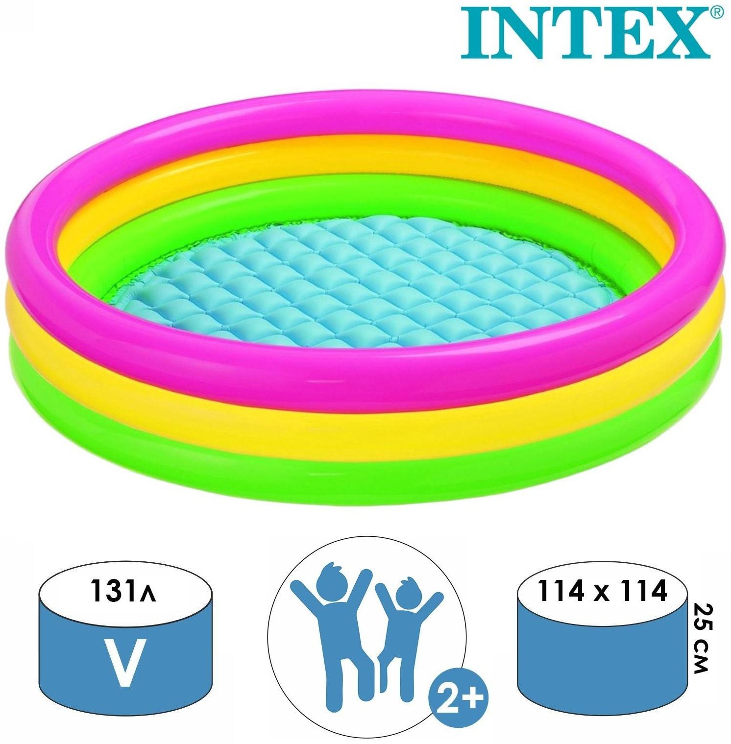 Надувной бассейн Intex «Радуга» 57412 с надувным дном / 114х25 см.