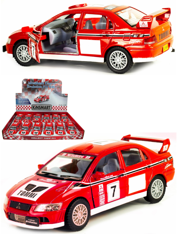 Металлическая машинка Kinsmart 1:36 «Mitsubishi Lancer Evolution VII WRC» KT5048D инерционная