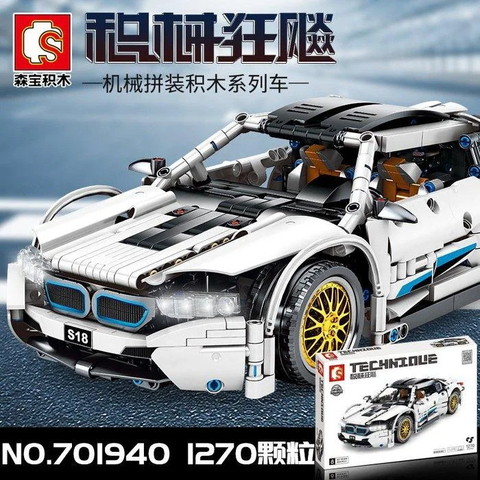 Конструктор Sembo Block «BMW i8 1:14» 701940 (Technic) / 1270 деталей