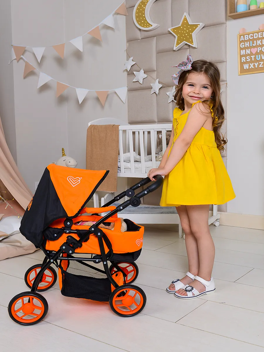 Детская игрушечная прогулочная коляска-трансформер Buggy Boom для кукол Infinia 8448-1123 2-в-1 с люлькой-переноской