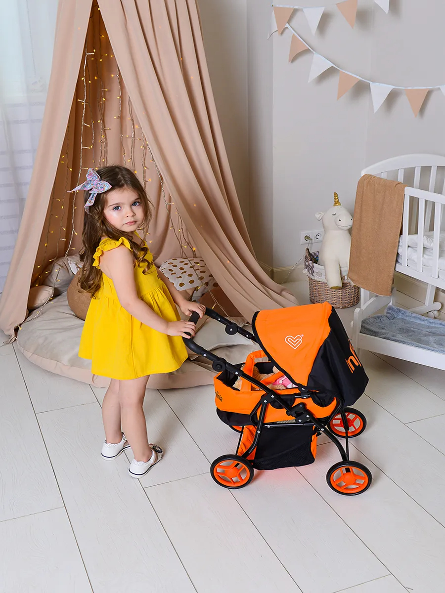 Детская игрушечная прогулочная коляска-трансформер Buggy Boom для кукол Infinia 8448-1123 2-в-1 с люлькой-переноской