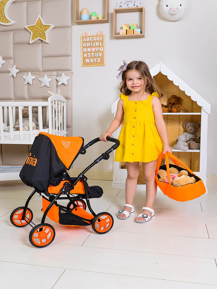 Детская игрушечная прогулочная коляска-трансформер Buggy Boom для кукол Infinia 8448-1123 2-в-1 с люлькой-переноской