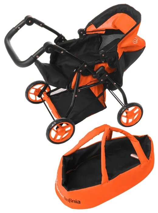 Детская игрушечная прогулочная коляска-трансформер Buggy Boom для кукол Infinia 8448-1123 2-в-1 с люлькой-переноской