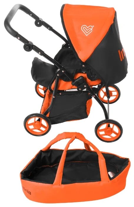 Детская игрушечная прогулочная коляска-трансформер Buggy Boom для кукол Infinia 8448-1123 2-в-1 с люлькой-переноской