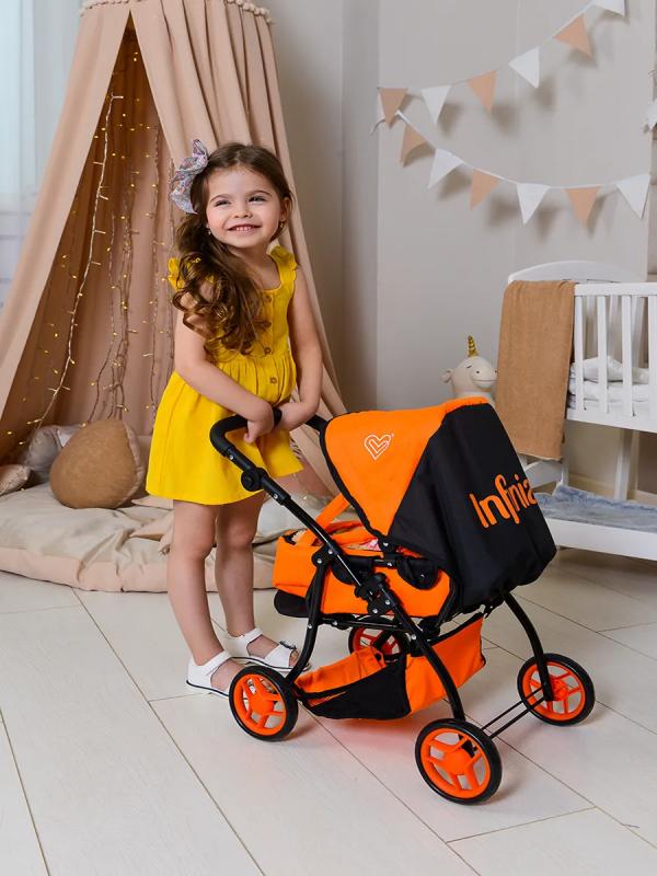 Детская игрушечная прогулочная коляска-трансформер Buggy Boom для кукол Infinia 8448-1123 2-в-1 с люлькой-переноской