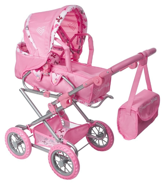 Детская игрушечная прогулочная коляска-трансформер Buggy Boom для кукол Infinia 8459-0106 2-в-1 с люлькой-переноской