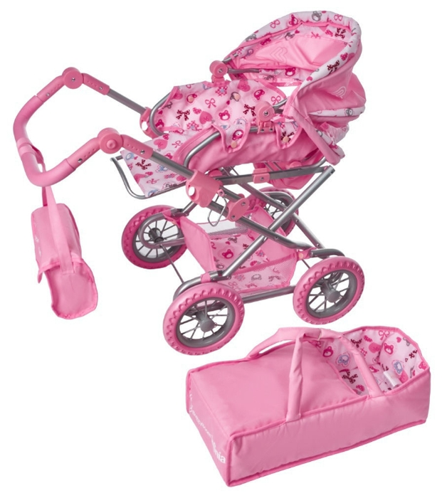 Детская игрушечная прогулочная коляска-трансформер Buggy Boom для кукол Infinia 8459-0106 2-в-1 с люлькой-переноской