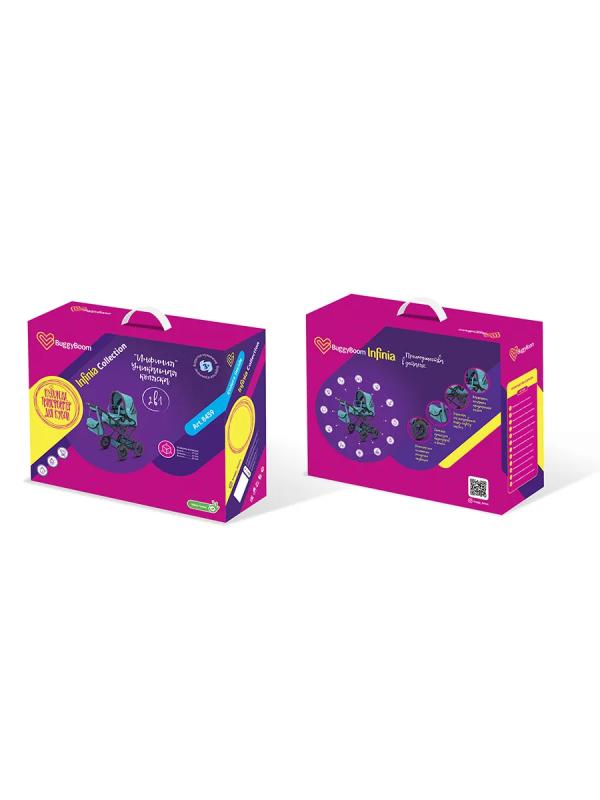 Детская игрушечная прогулочная коляска-трансформер Buggy Boom для кукол Infinia 8459-0254 2-в-1 с люлькой-переноской