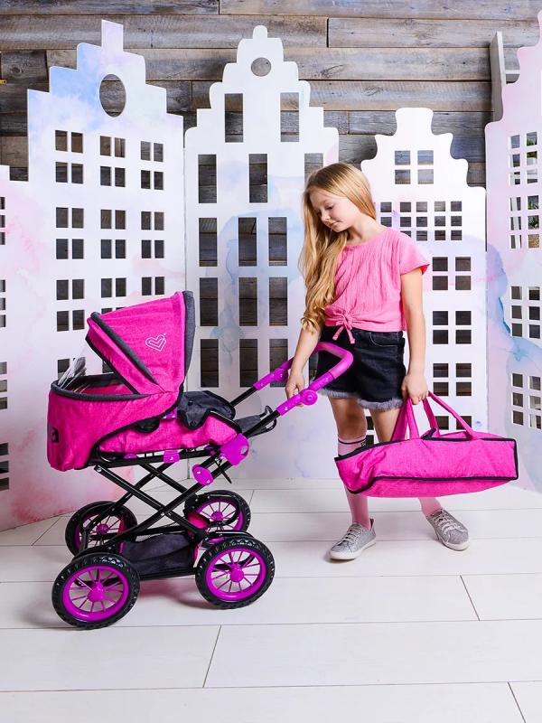 Детская игрушечная прогулочная коляска-трансформер Buggy Boom для кукол Infinia 8459-2125 2-в-1 с люлькой-переноской