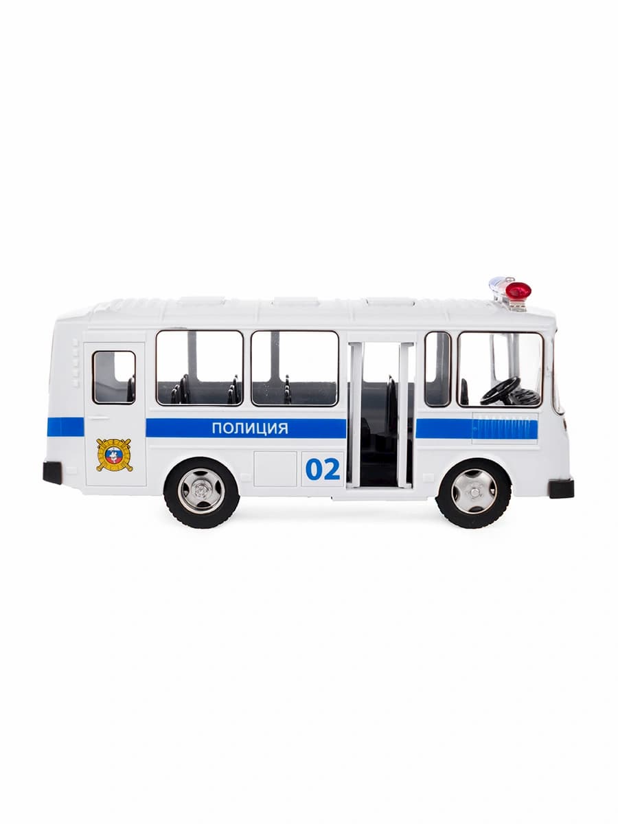 Автобус инерционный Play Smart 1:32 «ПАЗ 3205 Полиция» 18 см. 9714-F Автопарк, свет и звук