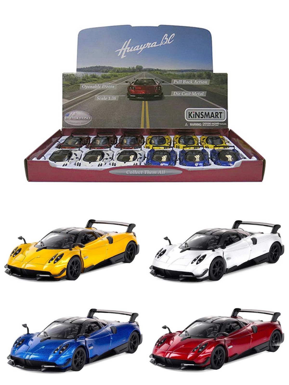 Металлическая машинка Kinsmart 1:38 «2016 Pagani Huayra BC» KT5400D, инерционная / Микс