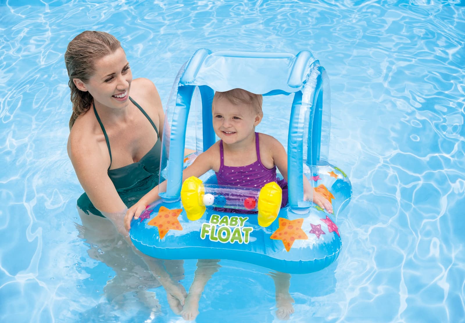 Надувные водные ходунки с навесом Intex «Baby Float» 56581, 81 х 66 см., до 15 кг. / Микс