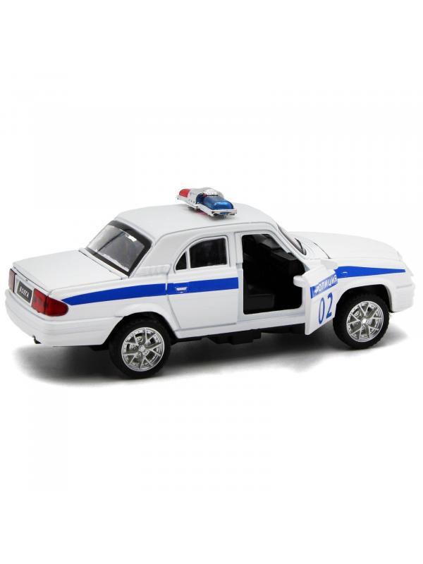 Металлическая машинка 1:28 «Волга ГАЗ 3110 Полиция» 14 см. 1808PD инерционная, двери, капот, багажник открываются, свет, звук