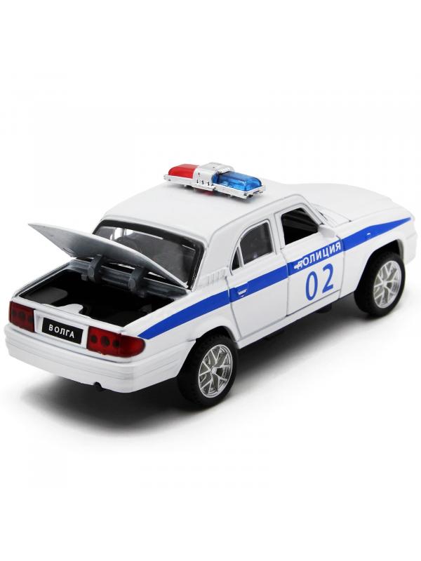 Металлическая машинка 1:28 «Волга ГАЗ 3110 Полиция» 14 см. 1808PD инерционная, двери, капот, багажник открываются, свет, звук