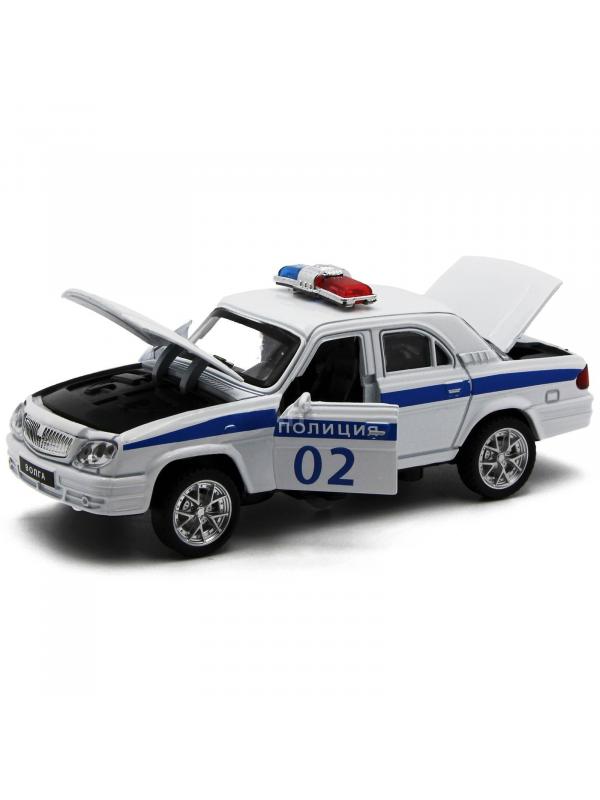 Металлическая машинка Danliao 1:28 «GAZ-3110 Волга: Полиция» 1808Р свет и звук, инерционная в коробке
