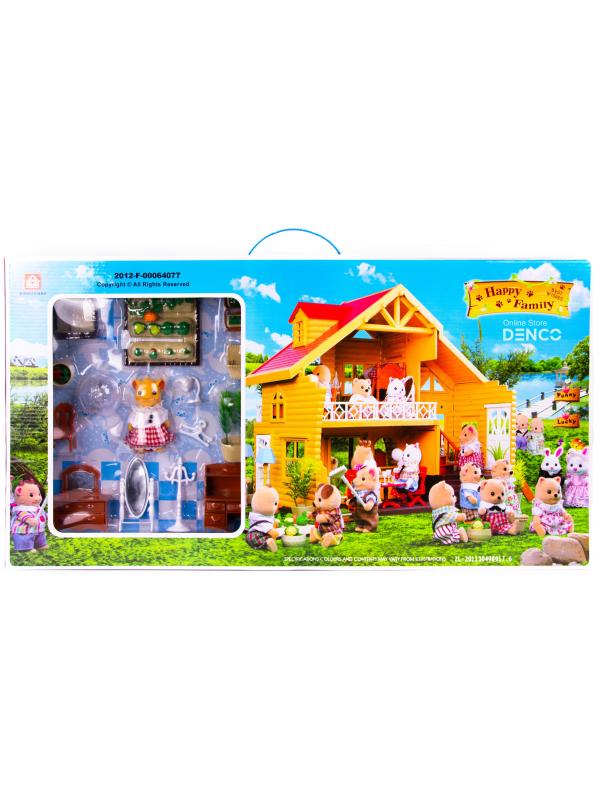 Игровой набор Happy Family «Загородная Вилла» для зверят с аксессуарами, с подсветкой 012-03