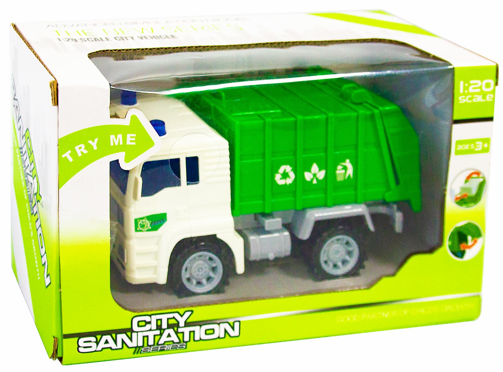 Машинка пластиковая 1:20 «Мусоровоз» 661-03А / Инерционная, свет и звук