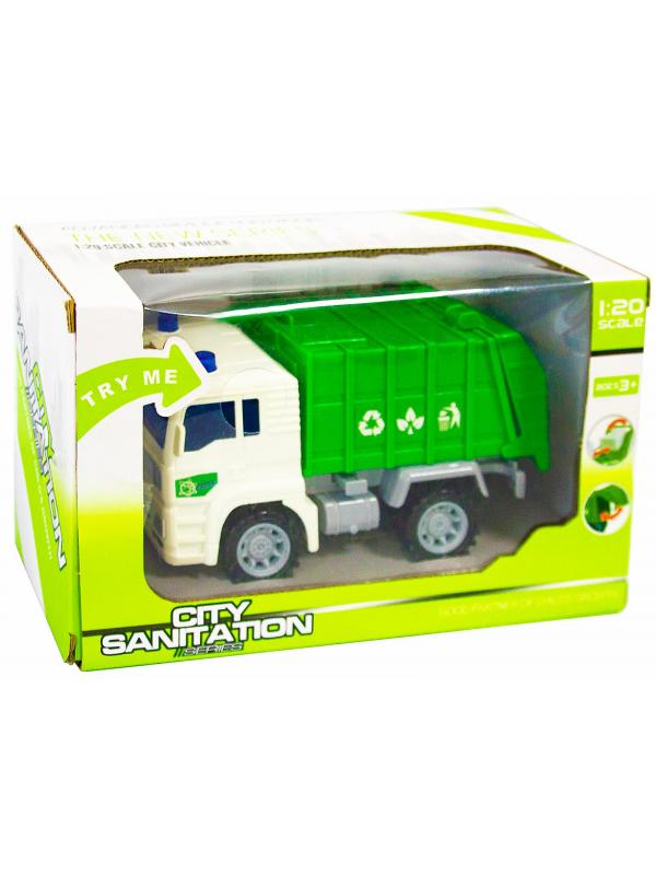 Машинка пластиковая 1:20 «Мусоровоз» 661-03А / Инерционная, свет и звук