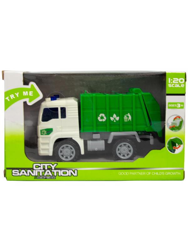 Машинка пластиковая 1:20 «Мусоровоз» 661-03А / Инерционная, свет и звук