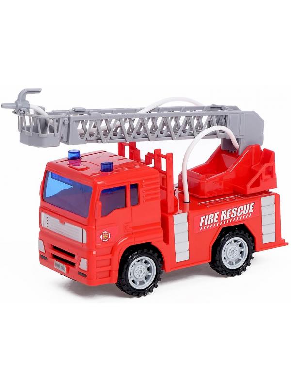 Машинка пластмассовая 1:20 «Пожарная машина с лестницей» 661-03, инерционная, свет и звук, стреляет водой