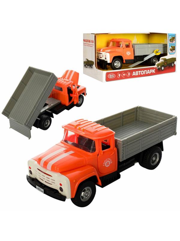 Грузовик инерционный Play Smart 1:34 «ЗИЛ-130 Самосвал ГорСтрой» 17 см 9709-B Автопарк, свет и звук / Оранжевый