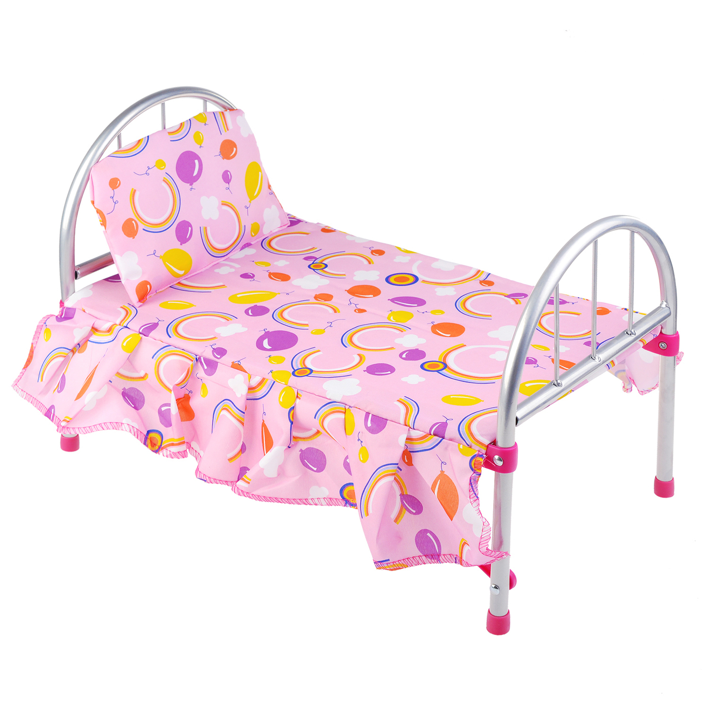 Кроватка для кукол до 40 см металлическая Melobo 9342 Мелобо складная с постельным бельем