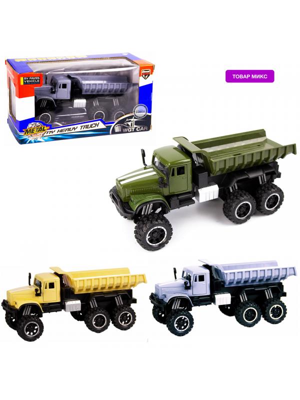 Металлическая машинка WGT Car 1:32 «Грузовик КРАЗ: внедорожник самосвал» А2217-15ВА, свет, звук / Микс