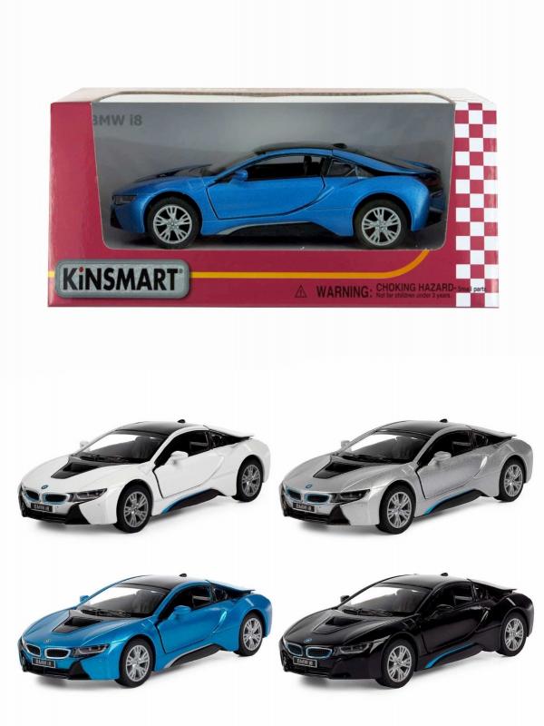 Металлическая машинка Kinsmart 1:36 «BMW i8» KT5379W инерционная в коробке / Микс