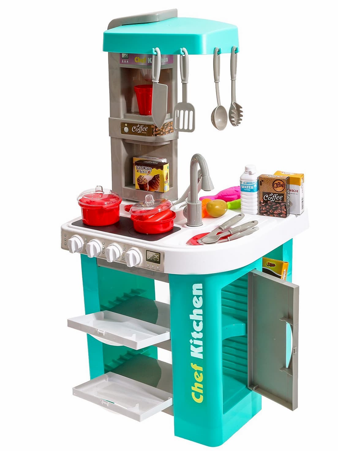 Игровой модуль Chef Kitchen «Кухня 72 см.» 922-44 с аксессуарами, световые и звуковые эффекты, 49 предметов / Голубой