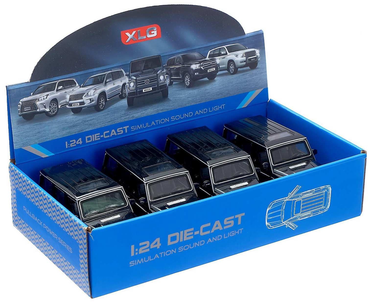 Машинка металлическая XLG 1:24 «Mercedes-Benz G-class» M923K 20 см. инерционная, свет, звук / Микс