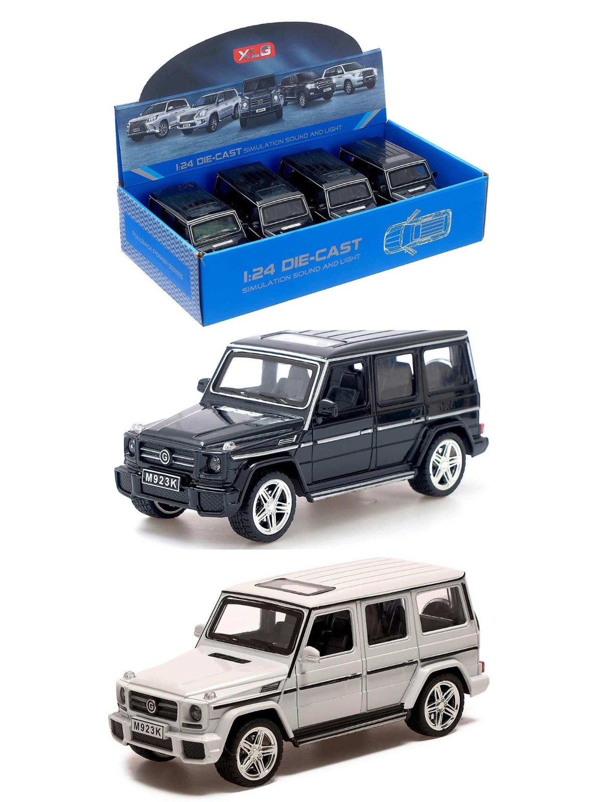 Машинка металлическая XLG 1:24 «Mercedes-Benz G-class» M923K 20 см.  инерционная, свет, звук Микс